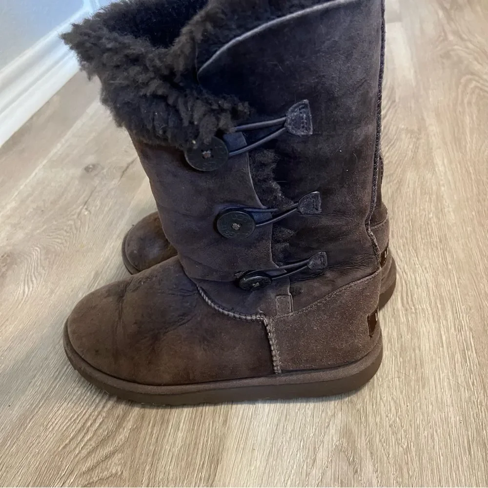 UGG Chocolate Brown Button Boots